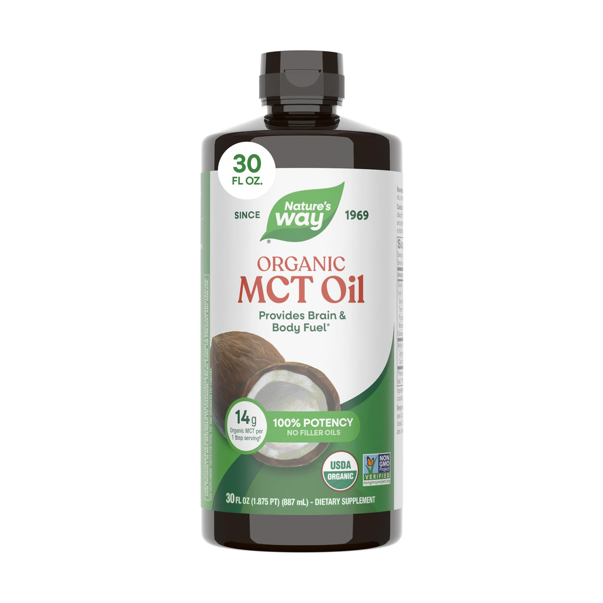 Nature's Way Huile MCT Bio 30 fl oz, vue avant de l'emballage