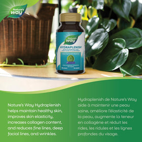 Nature's Way Hydraplenish capsules BioCell Collagen en usage sur une table
