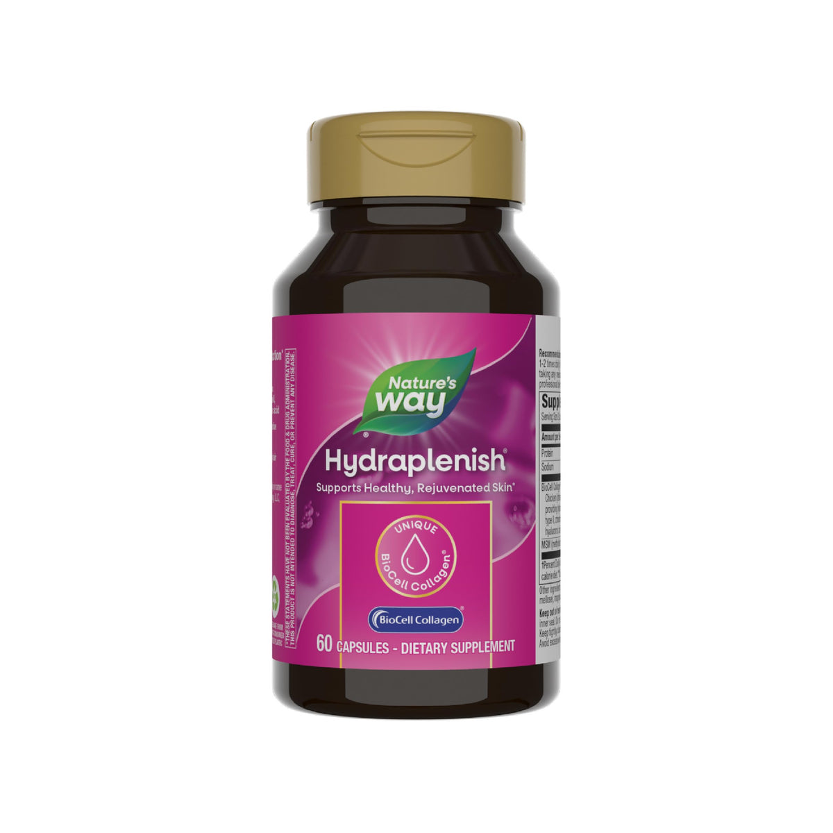 Nature's Way Hydraplenish Collagène BioCell 60 gélules vue de face