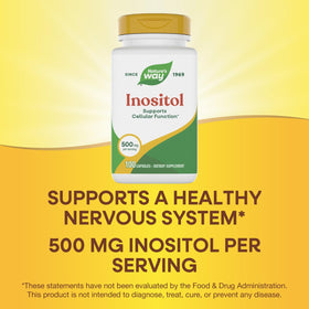 Nature's Way Inositol 500 mg capsule ouverte sur une main