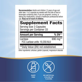 Nature's Way Lactose Defense 100 gélules 690 mg sur une table