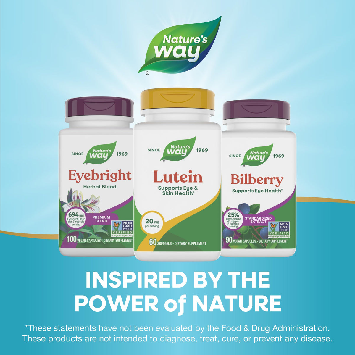 Nature's Way Lutein 20 mg gélules with natural background