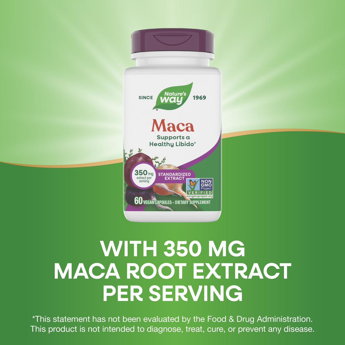 Nature's Way Maca Extrait Standardisé 350 mg - boîte avec 60 capsules