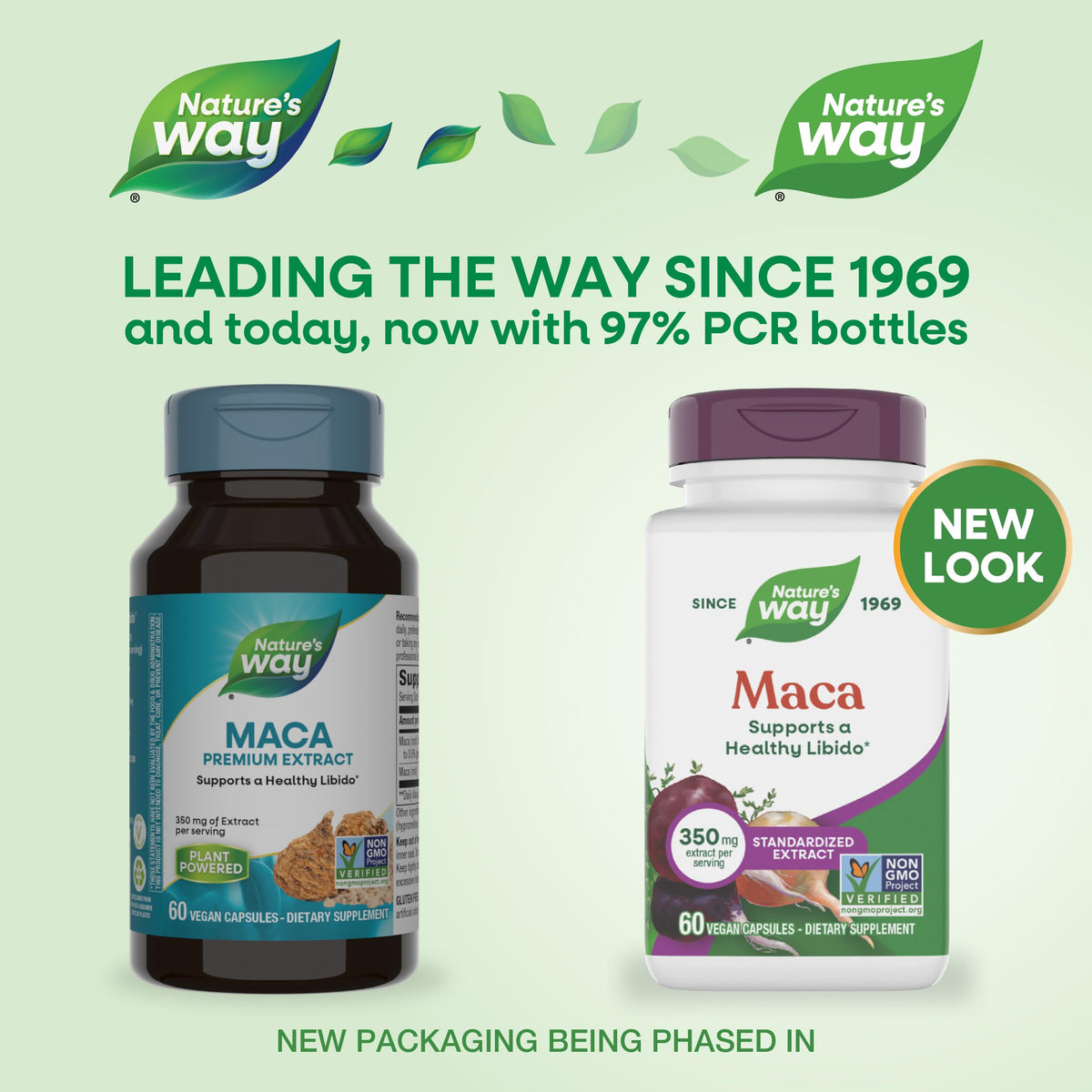 Nature's Way Maca Extrait Standardisé 350 mg - étiquette avec informations nutritionnelles