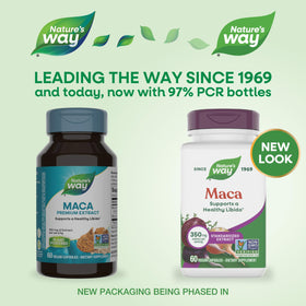 Nature's Way Maca Extrait Standardisé 350 mg - étiquette avec informations nutritionnelles