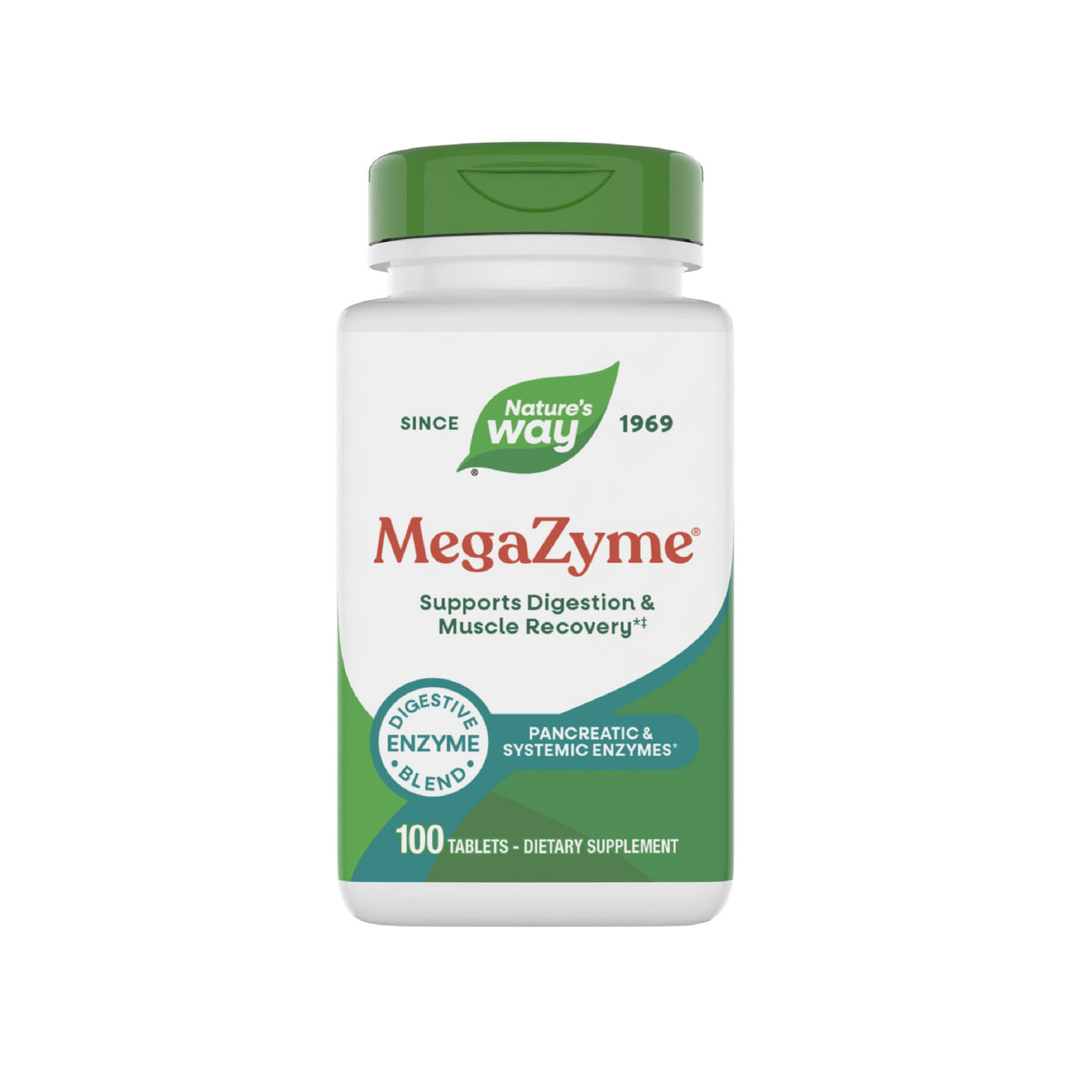 Nature's Way Mega-Zyme 100 comprimés, vue avant du produit