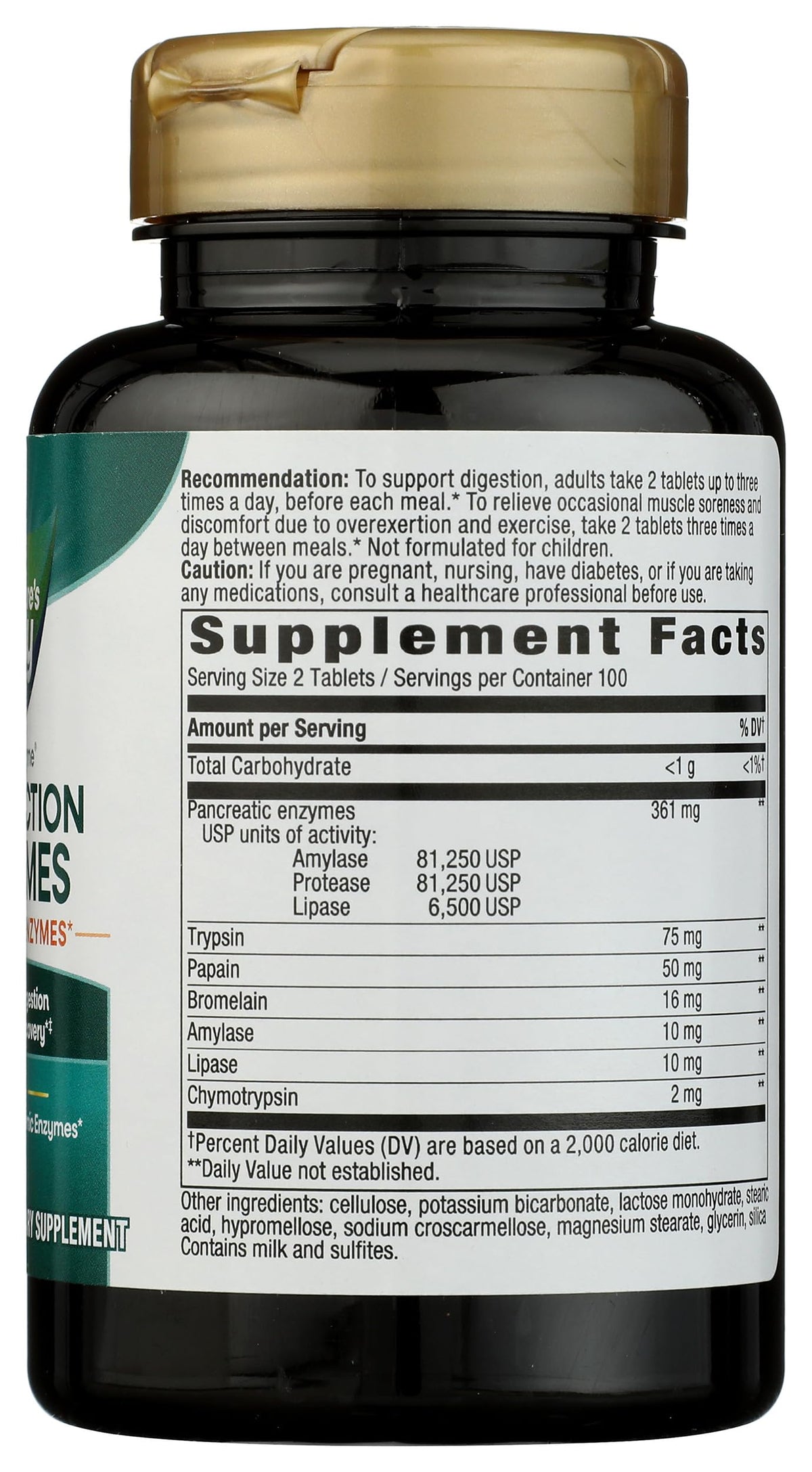 Nature's Way Mega-Zyme, vue arrière du flacon