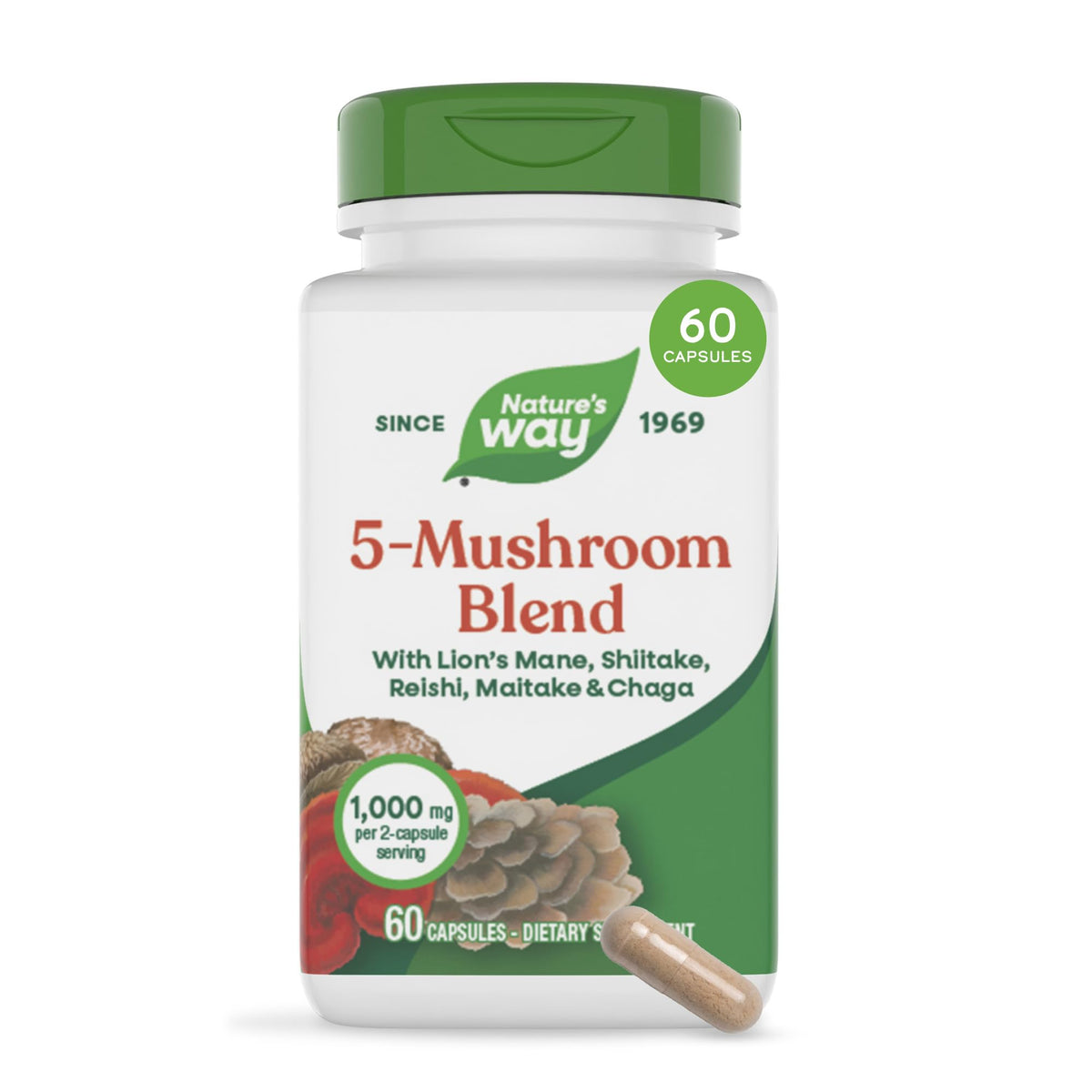 Nature's Way Mélange de 5 Champignons 1000 mg vue de face