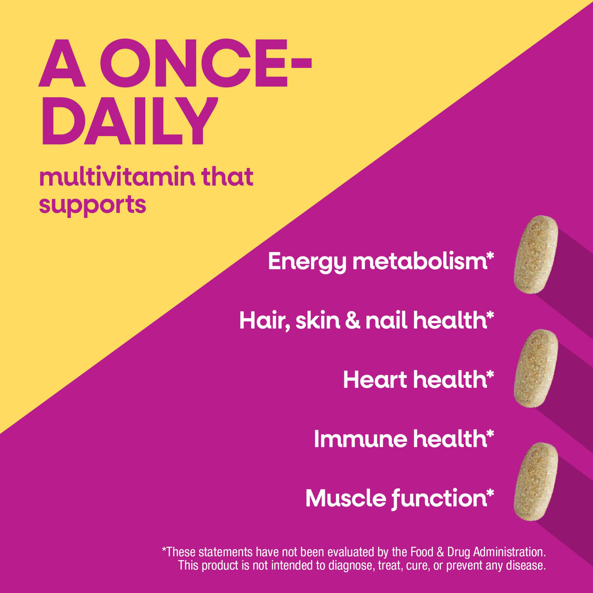 Nature's Way Multivitamine Complète Femme, comprimés sur une surface blanche