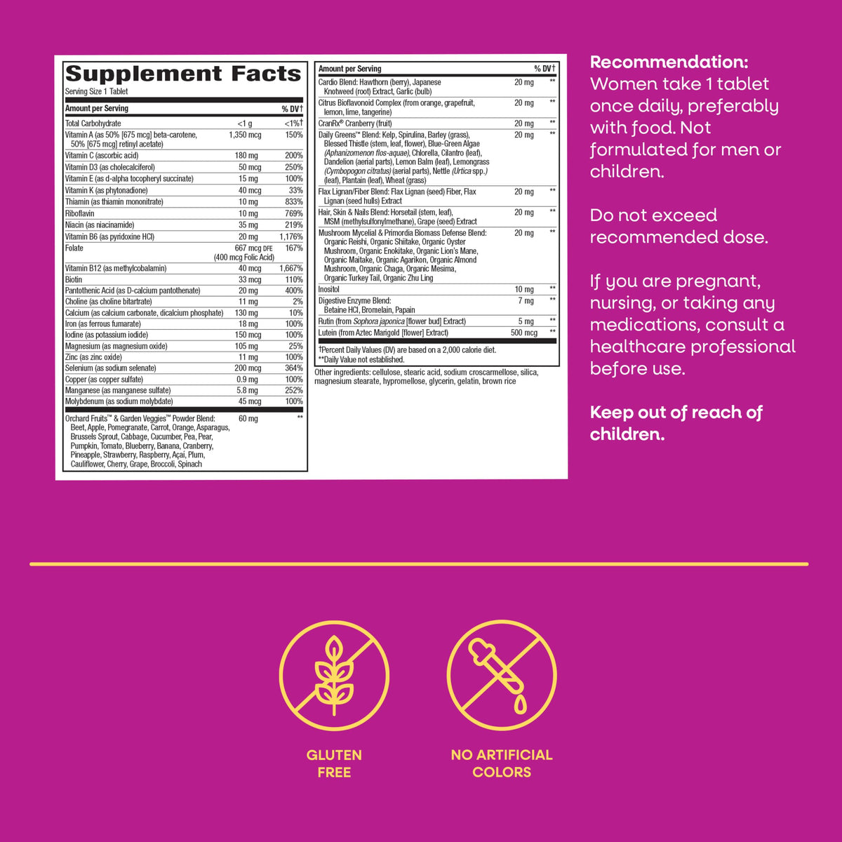 Nature's Way Multivitamine Ultra Femme comprimés dans une main