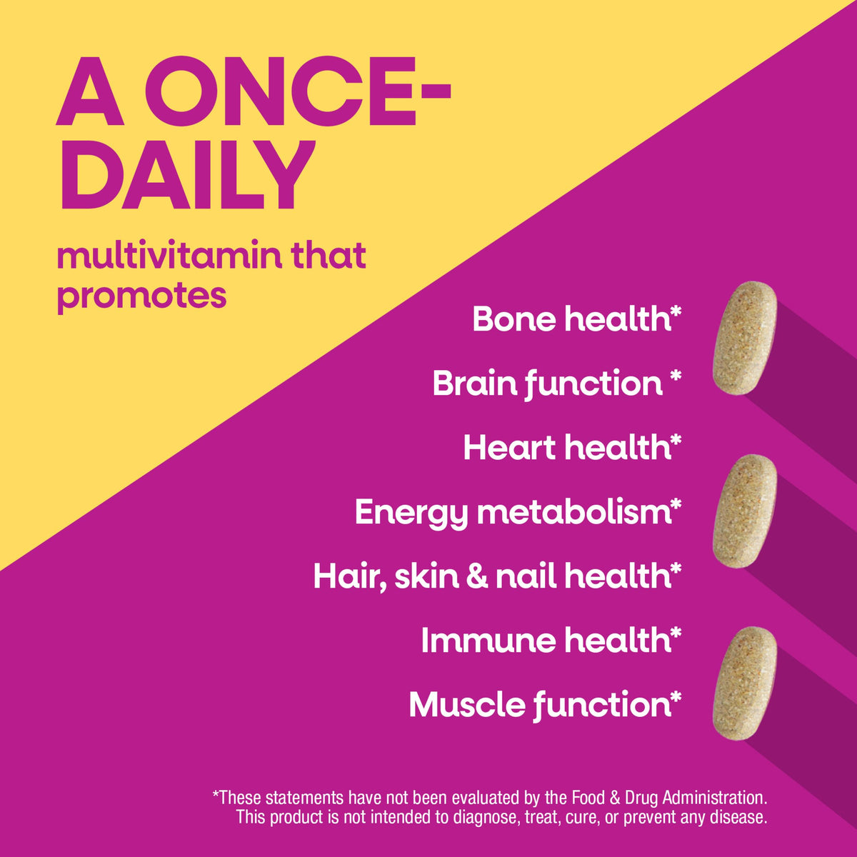 Nature's Way Multivitamines Femmes 50+ comprimé sur une surface blanche