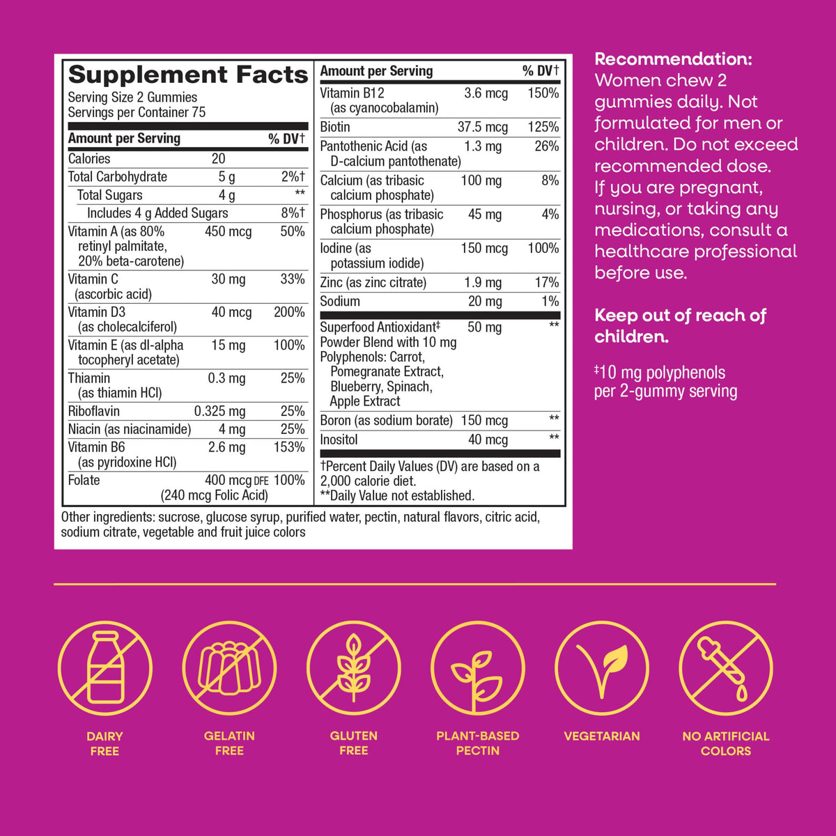 Nature's Way Multivitamines Gummy Femmes, gummies dans un bol