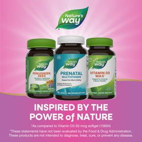 Nature's Way Multivitamines Prénatales 180 gélules avec une assiette de fruits