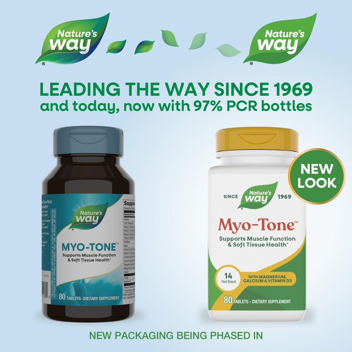 Nature's Way Myo-Tone bouteille vue de côté avec informations sur le produit