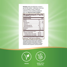 Nature's Way NutraVege Omega-3 Vegan capsules on a wooden surface