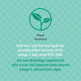Nature's Way NutraVege Omega-3 Vegan capsules with measuring spoon