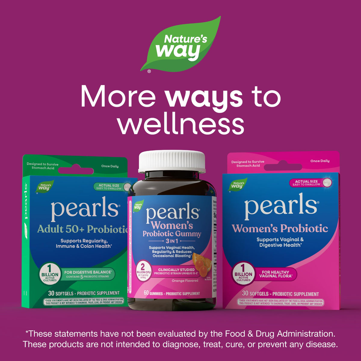 Nature's Way Pearls Probiotic Gummy 3-en-1 Orange vue de dessus