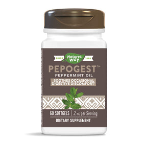 Nature's Way Pepogest 60 gélules entériques d'huile de menthe poivrée, vue de face