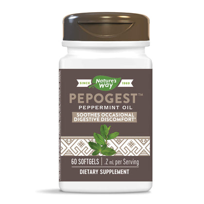 Nature's Way Pepogest 60 gélules entériques d'huile de menthe poivrée, vue de face