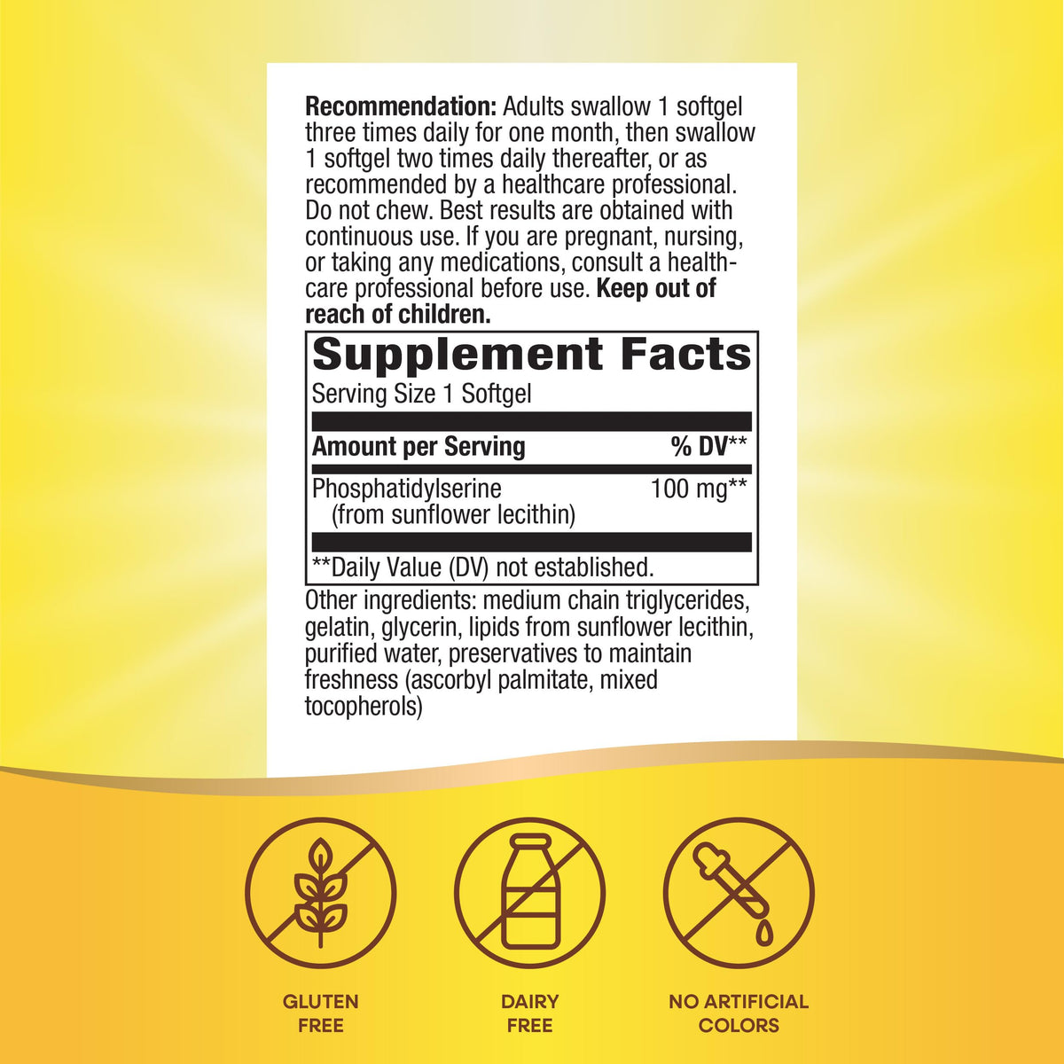 Nature's Way Phosphatidylserine 100 mg, bouteille ouverte