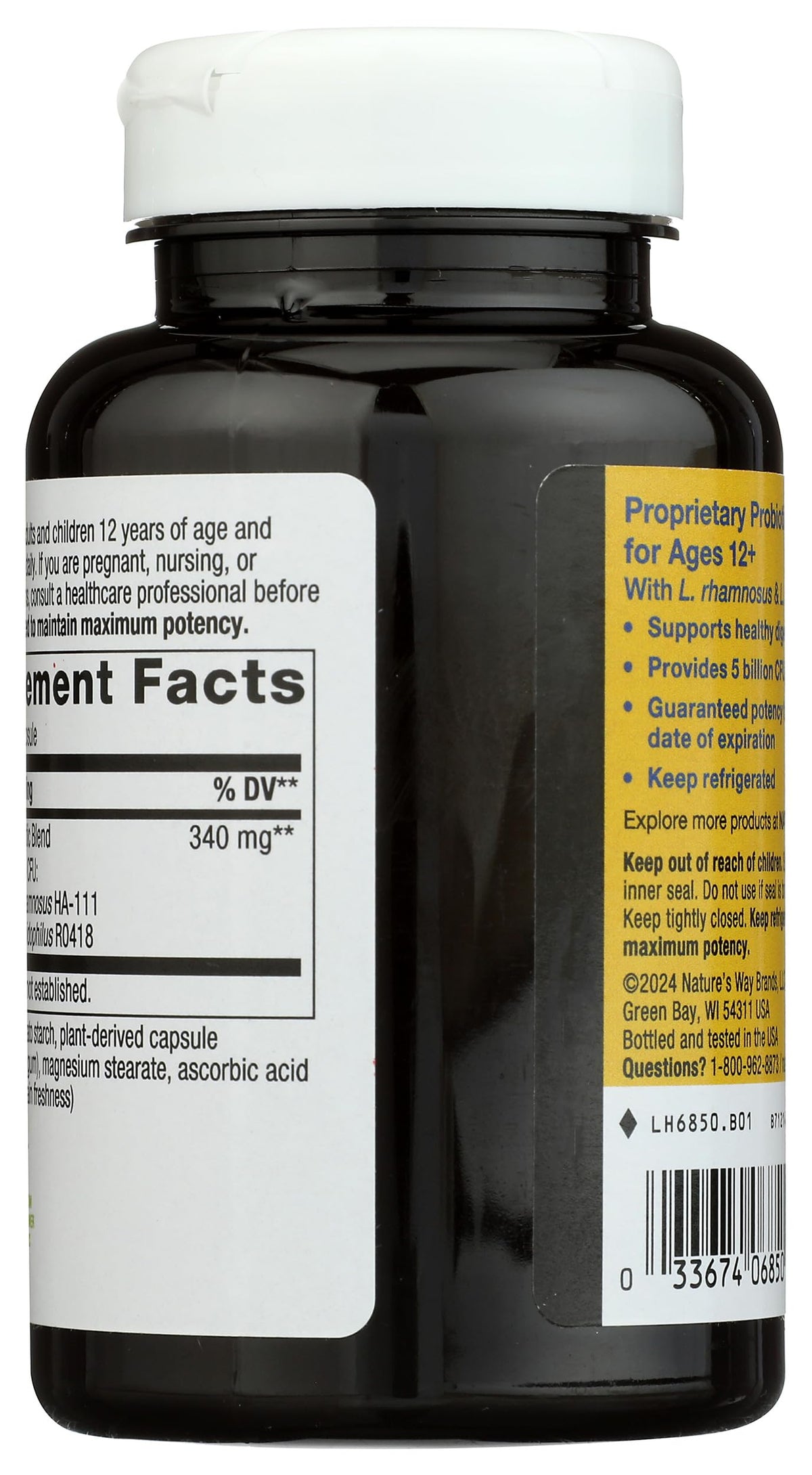 Nature's Way Primadophilus Probiotic emballage avec informations nutritionnelles