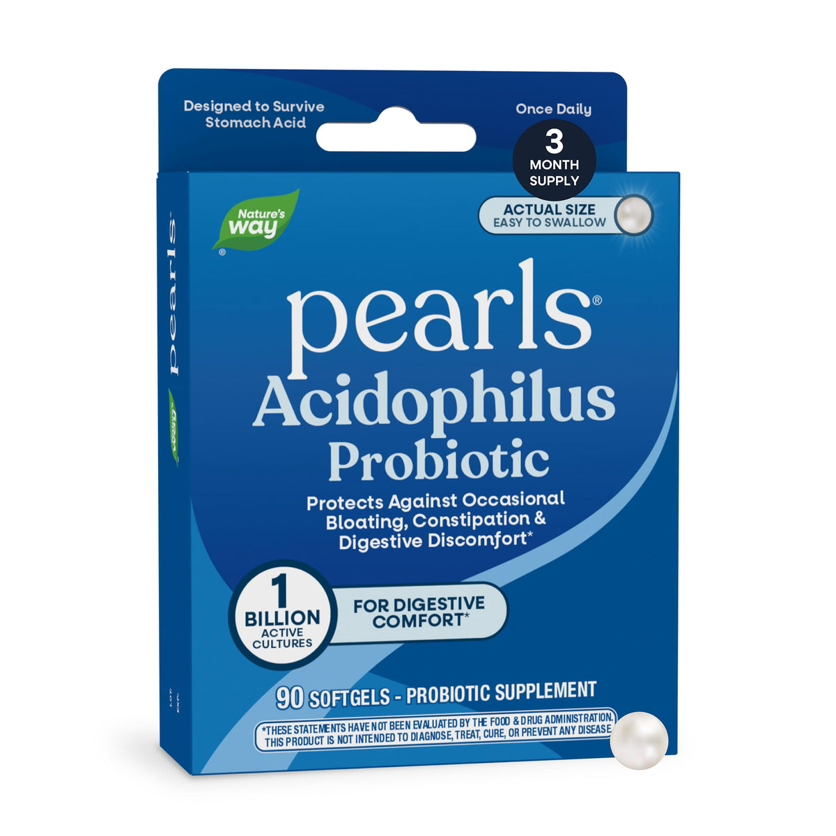 Nature's Way Probiotic Pearls Acidophilus 90 gélules, vue de l'emballage avant