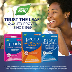 Nature's Way Probiotic Pearls Max Potency with a glass of water