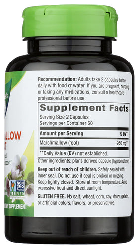 Nature's Way Racine de Guimauve 100 Capsules Végétales avec un verre d'eau