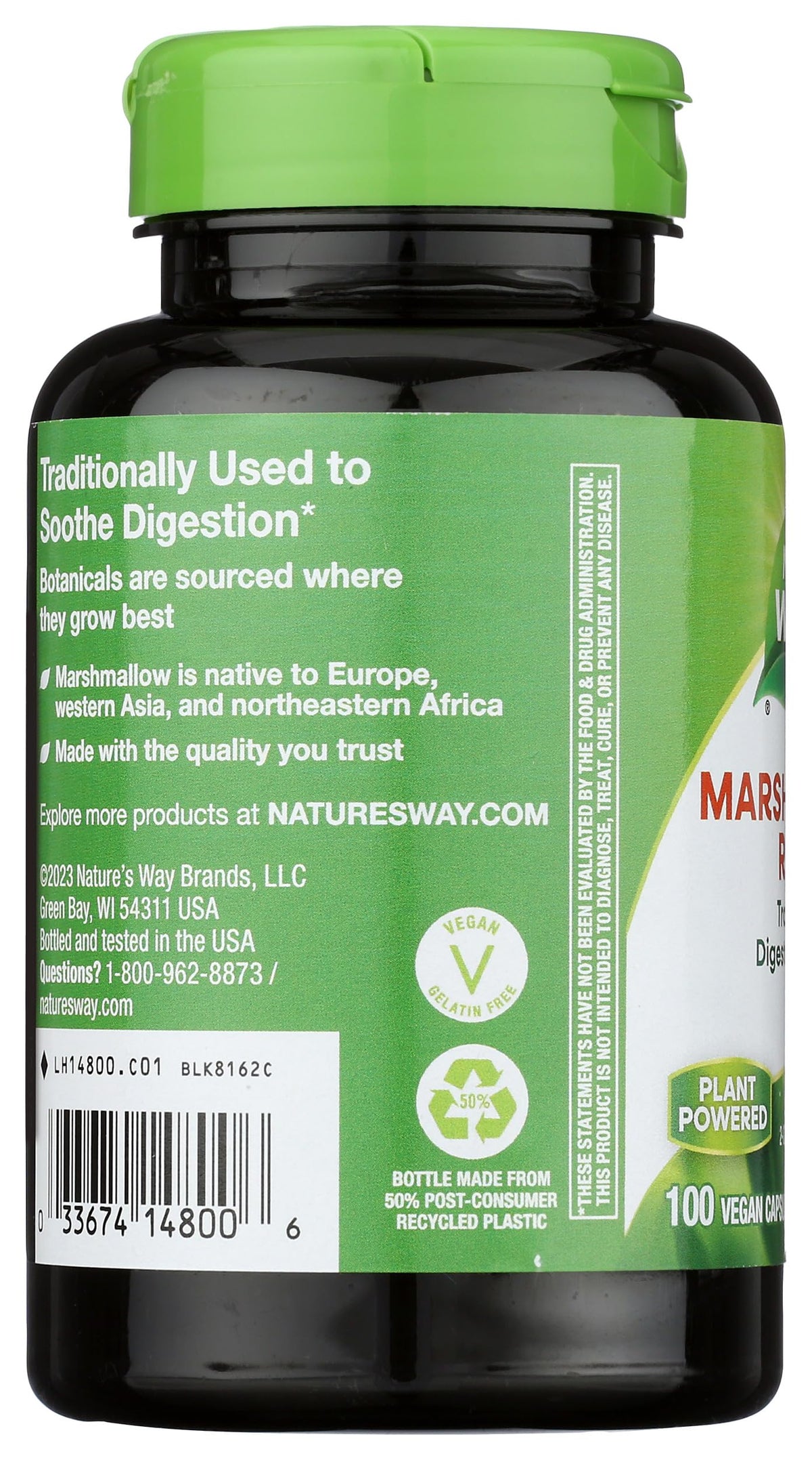 Nature's Way Racine de Guimauve 100 Capsules Végétales sur une table en bois
