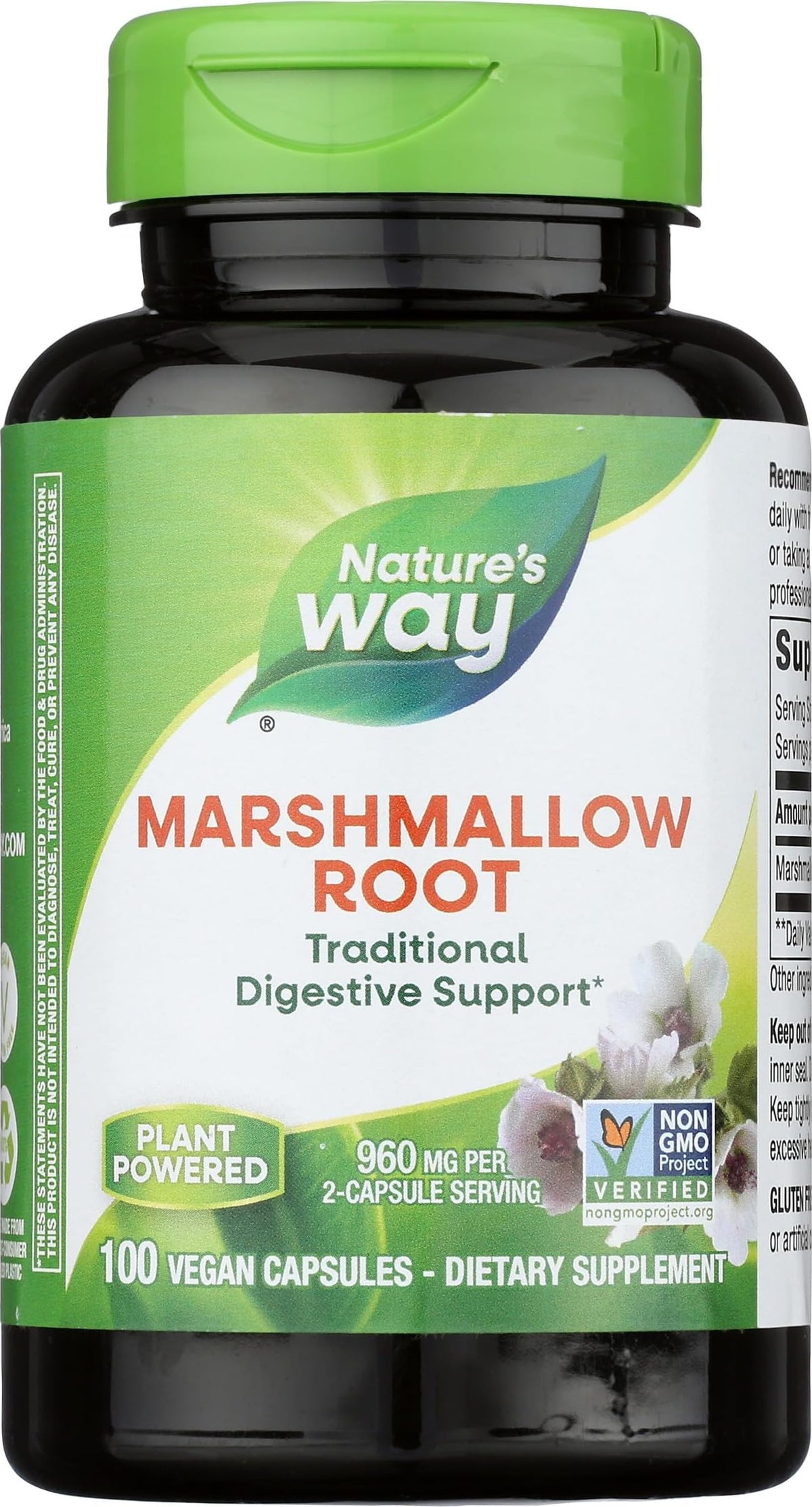 Nature's Way Racine de Guimauve 960 mg 100 Capsules Végétales vue de face