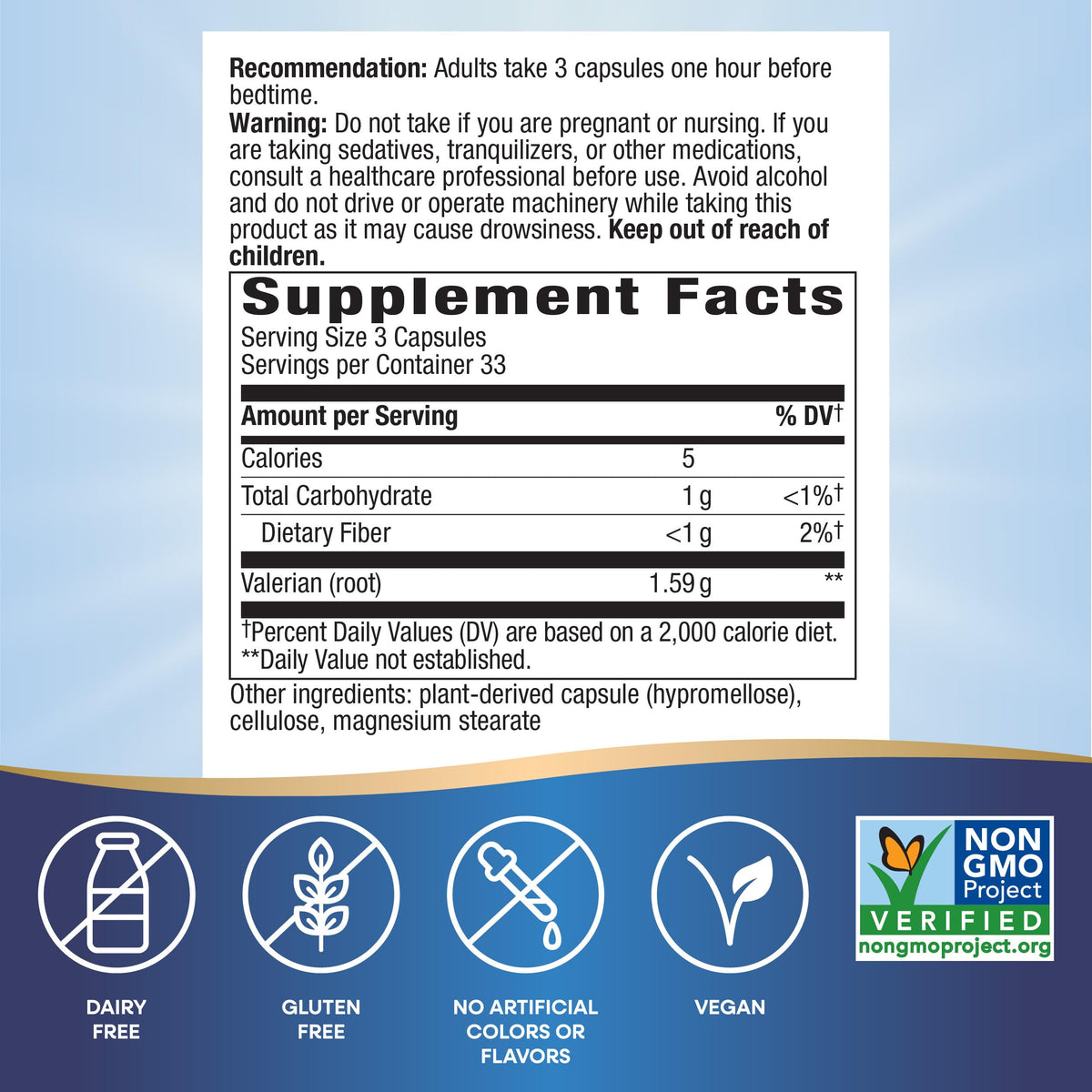 Nature's Way Racine de Valériane 100 capsules vue arrière