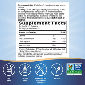 Nature's Way Racine de Valériane 100 capsules vue arrière