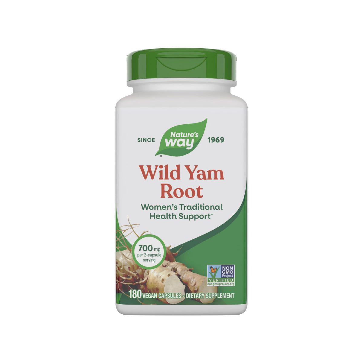 Nature's Way Racine de Yam Sauvage 180 gélules vue de face