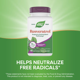 Nature's Way Resveratrol 60 g avec ingrédients sur l'étiquette