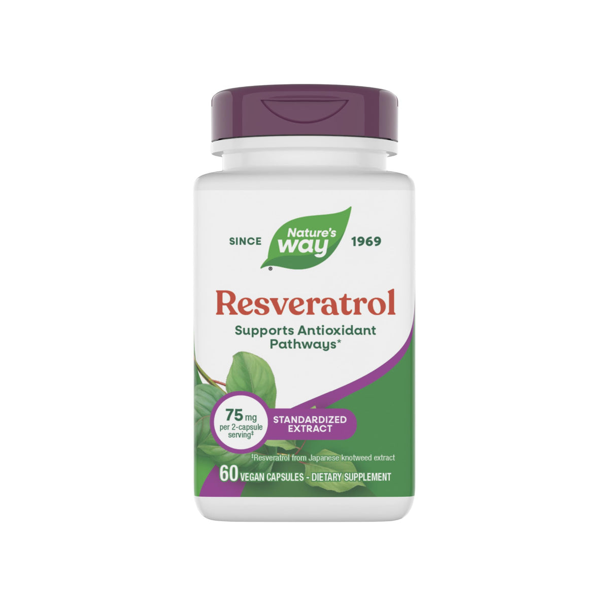 Nature's Way Resveratrol 60 g devant avec étiquette