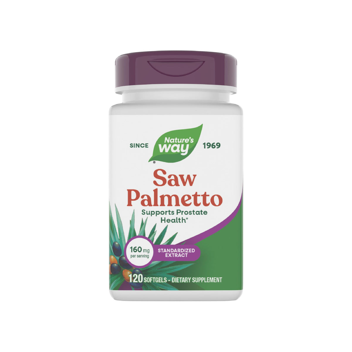 Nature's Way Saw Palmetto Extrait Standardisé 160mg gélules, vue de face