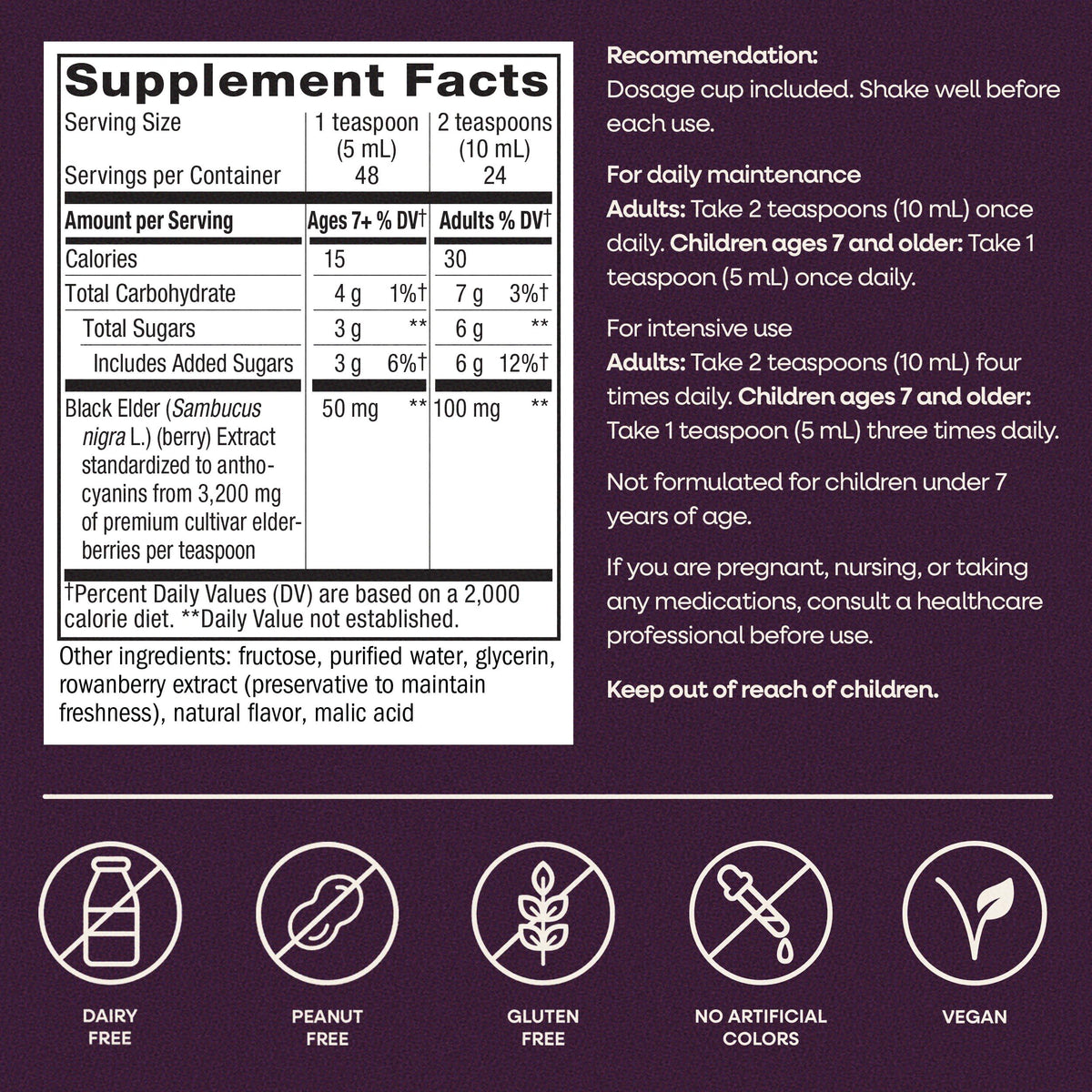 Nature's Way Sirop de Sureau Traditionnel 8 fl oz sur table