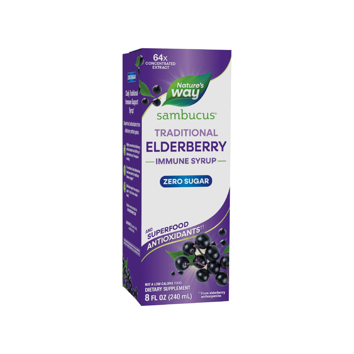 Nature's Way Sirop Traditionnel de Sureau Zéro Sucre 240 ml vue de face