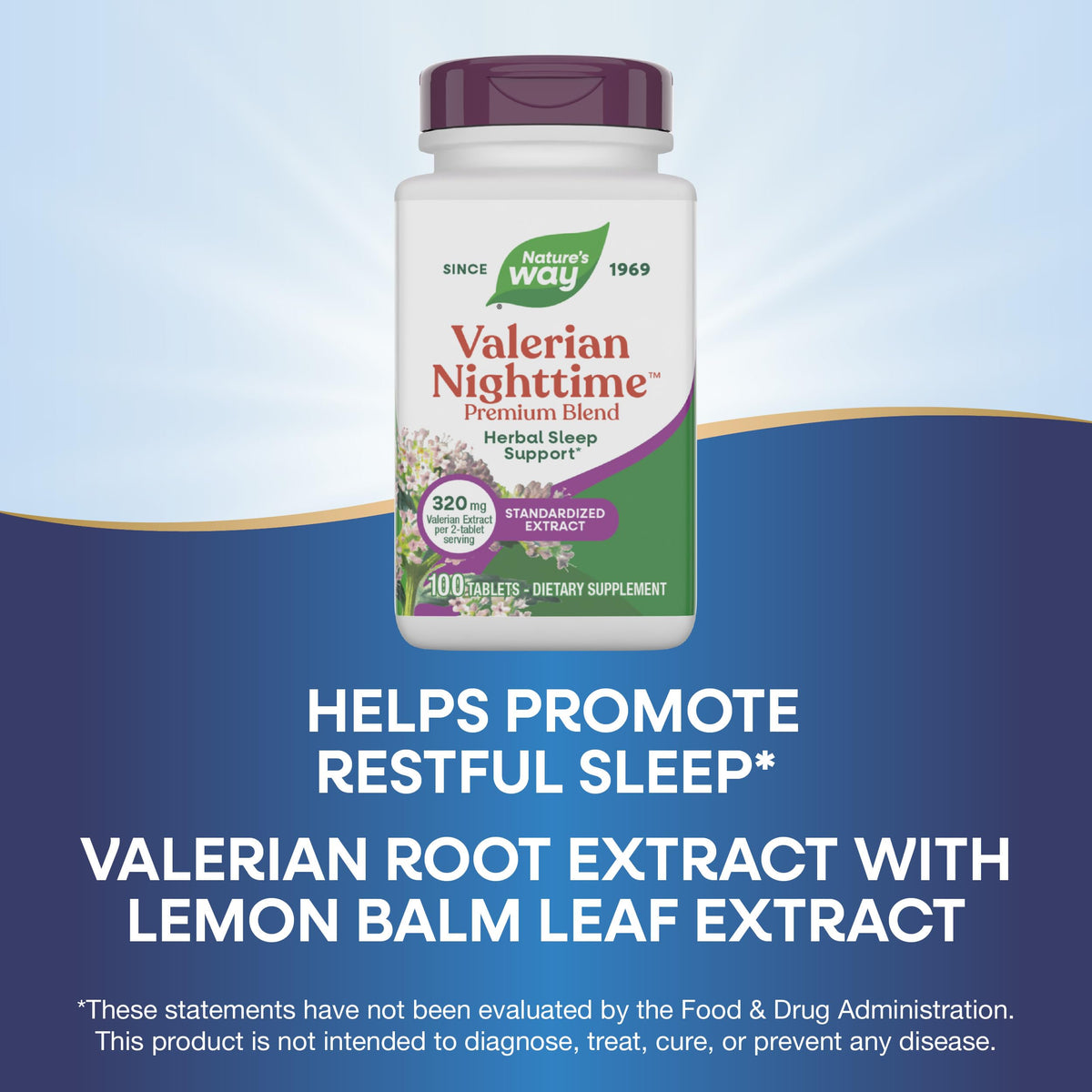 Nature's Way Valerian comprimés sur fond clair