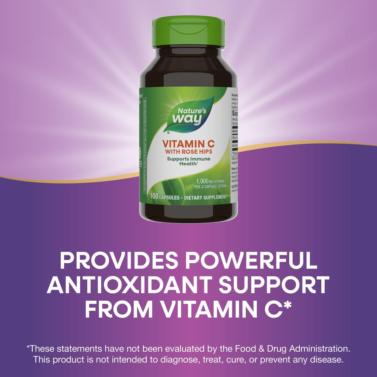Nature's Way Vitamine C avec Églantier 1000mg 100 capsules avec églantier