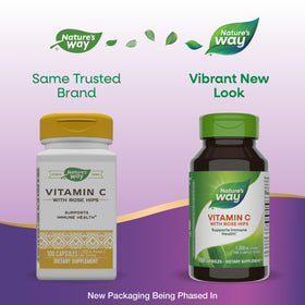 Nature's Way Vitamine C avec Églantier 1000mg 100 capsules sur fond blanc