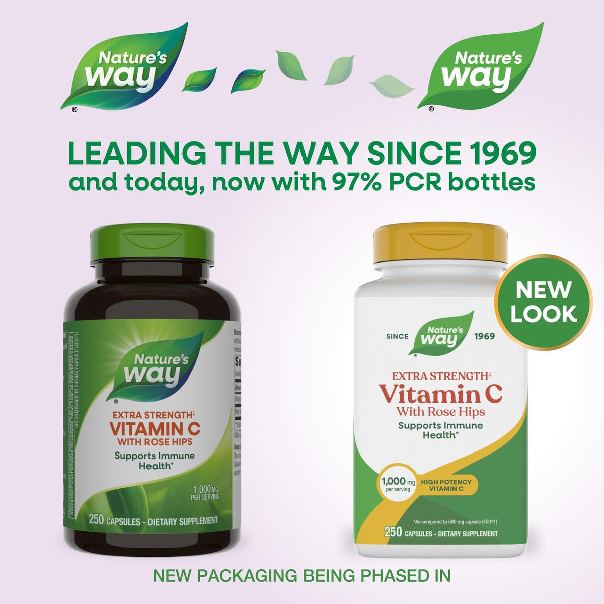 Nature's Way Vitamine C avec Églantier capsules dans un bol