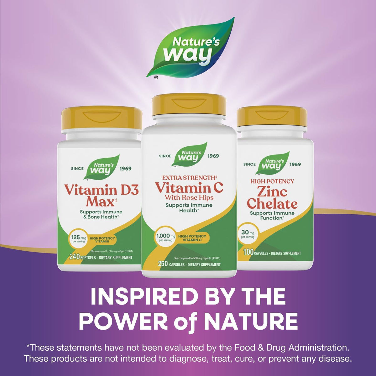 Nature's Way Vitamine C avec Églantier capsules sur fond blanc