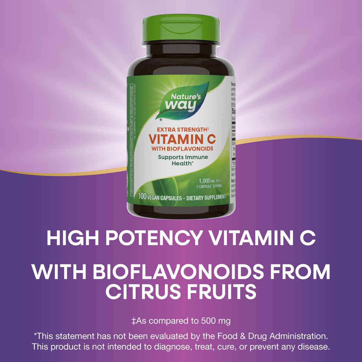 Nature's Way Vitamine C Extra Forte 1000 mg Bioflavonoïdes sur une table