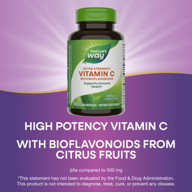 Nature's Way Vitamine C Extra Forte 1000 mg Bioflavonoïdes sur une table
