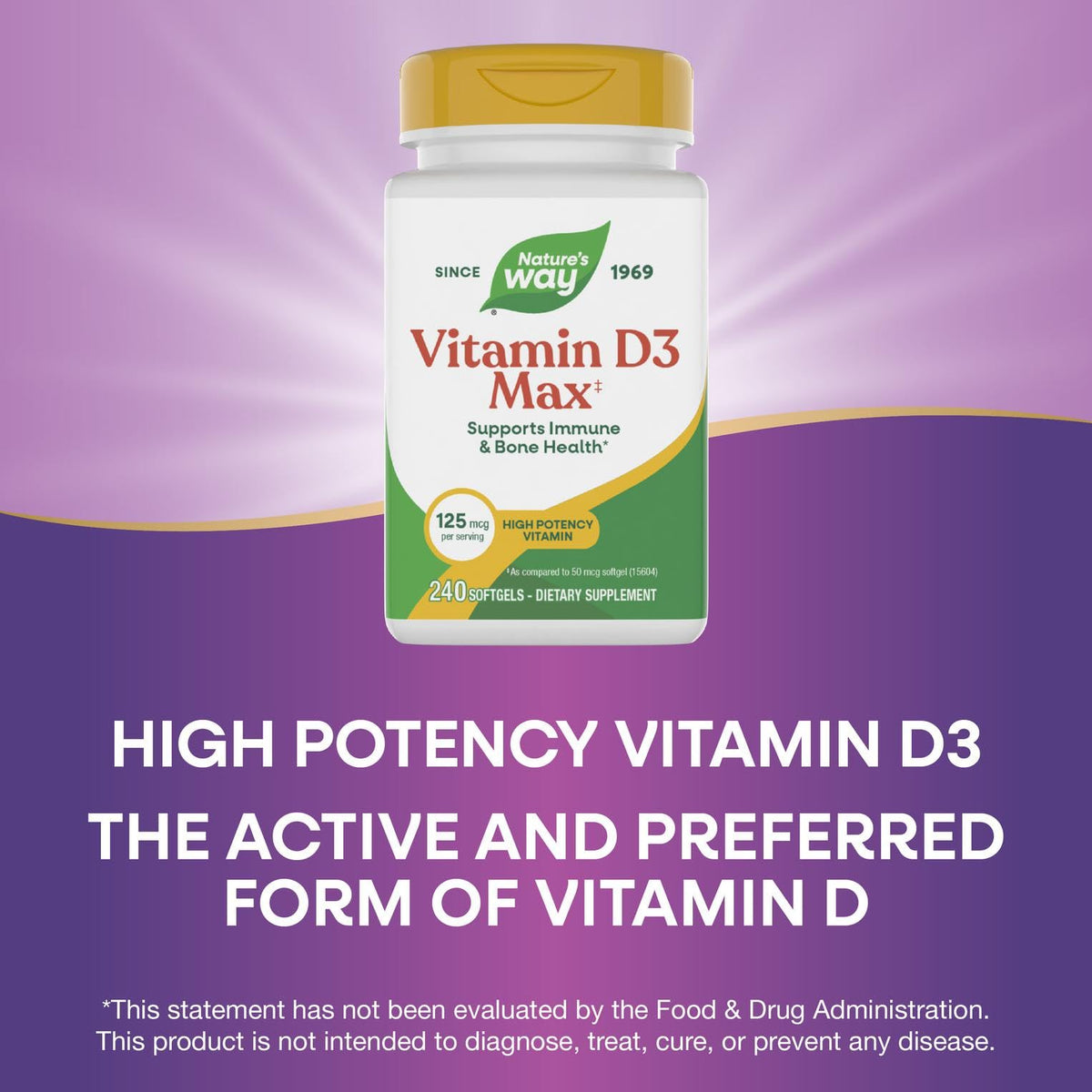 Nature's Way Vitamine D3 Max 5000 IU gélules - gélule individuelle