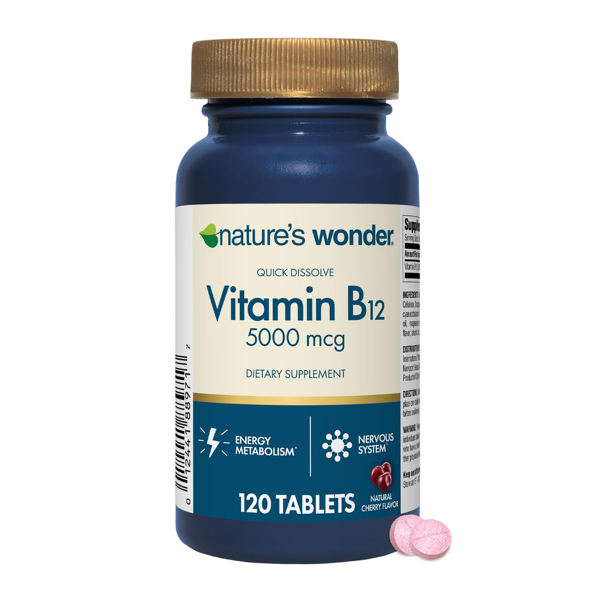 Nature's Wonder Complément B12 5000 mcg, boîte avant