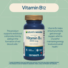 Nature's Wonder Complément B12 5000 mcg, format 120 tablettes