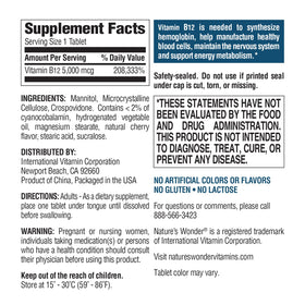Nature's Wonder Complément B12 5000 mcg, mise en situation sur un bureau
