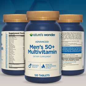 Nature's Wonder Multivitamines 50+ Hommes - flacon sur une table